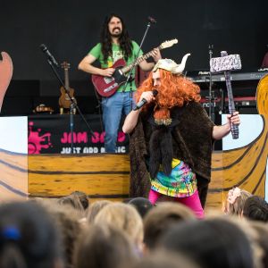 Nick Russell dressed as a viking for a JAM Band performance in Adelaide South Australia
