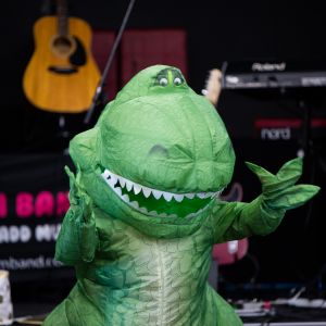 A dinosaur costume from a JAM Band performance in Adelaide South Australia